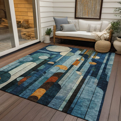 LOOMLAN Rugs Ziva Blue Washable Indoor-Outdoor Rug