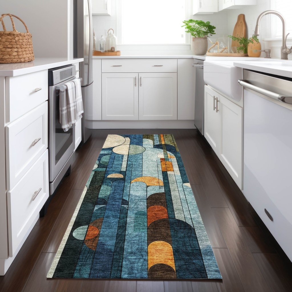 LOOMLAN Rugs Ziva Blue Washable Indoor-Outdoor Rug