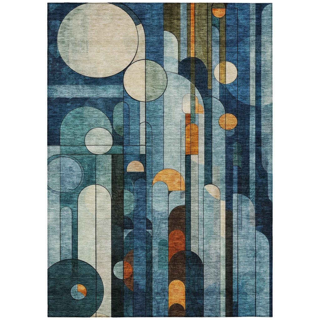 LOOMLAN Rugs Ziva Blue Washable Indoor-Outdoor Rug