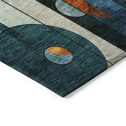 LOOMLAN Rugs Ziva Blue Washable Indoor-Outdoor Rug