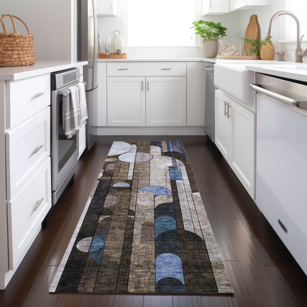 LOOMLAN Rugs Ziva Brown Washable Indoor-Outdoor Rug
