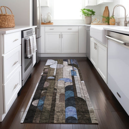 LOOMLAN Rugs Ziva Brown Washable Indoor-Outdoor Rug