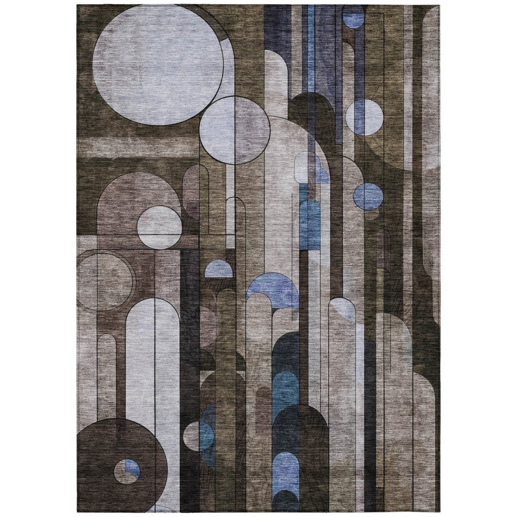 LOOMLAN Rugs Ziva Brown Washable Indoor-Outdoor Rug
