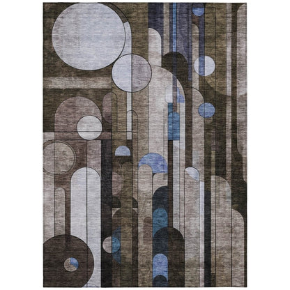 LOOMLAN Rugs Ziva Brown Washable Indoor-Outdoor Rug