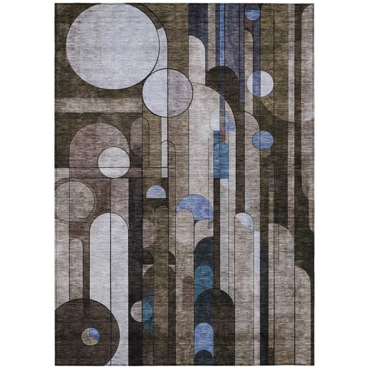 LOOMLAN Rugs Ziva Brown Washable Indoor-Outdoor Rug