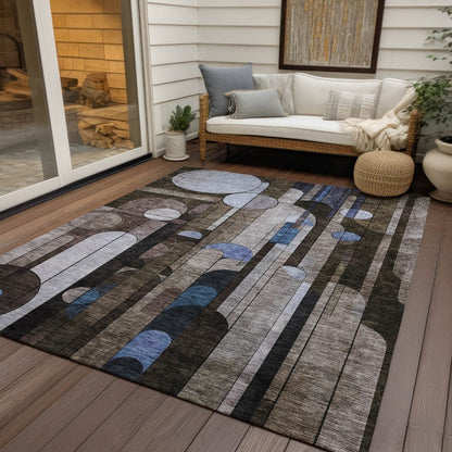 LOOMLAN Rugs Ziva Brown Washable Indoor-Outdoor Rug