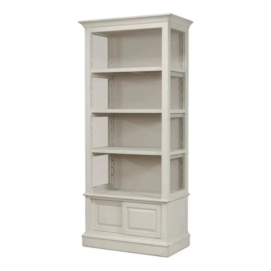 Zoey Bookcase Open Shelves Antique White - LOOMLAN - Sarreid - Bookcases