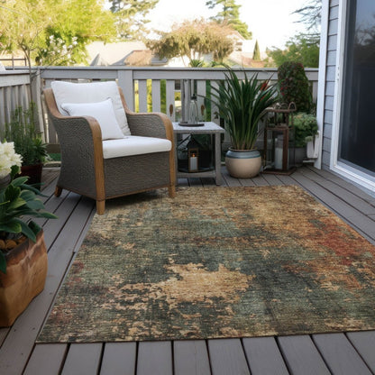LOOMLAN Rugs Zuleya Green Washable Indoor-Outdoor Rug