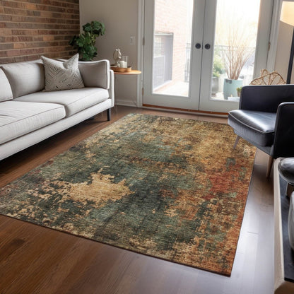 LOOMLAN Rugs Zuleya Green Washable Indoor-Outdoor Rug