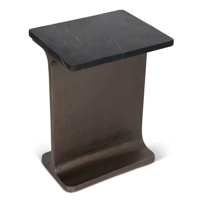 Zuma I-Beam Marble Top Rectangular Side Table