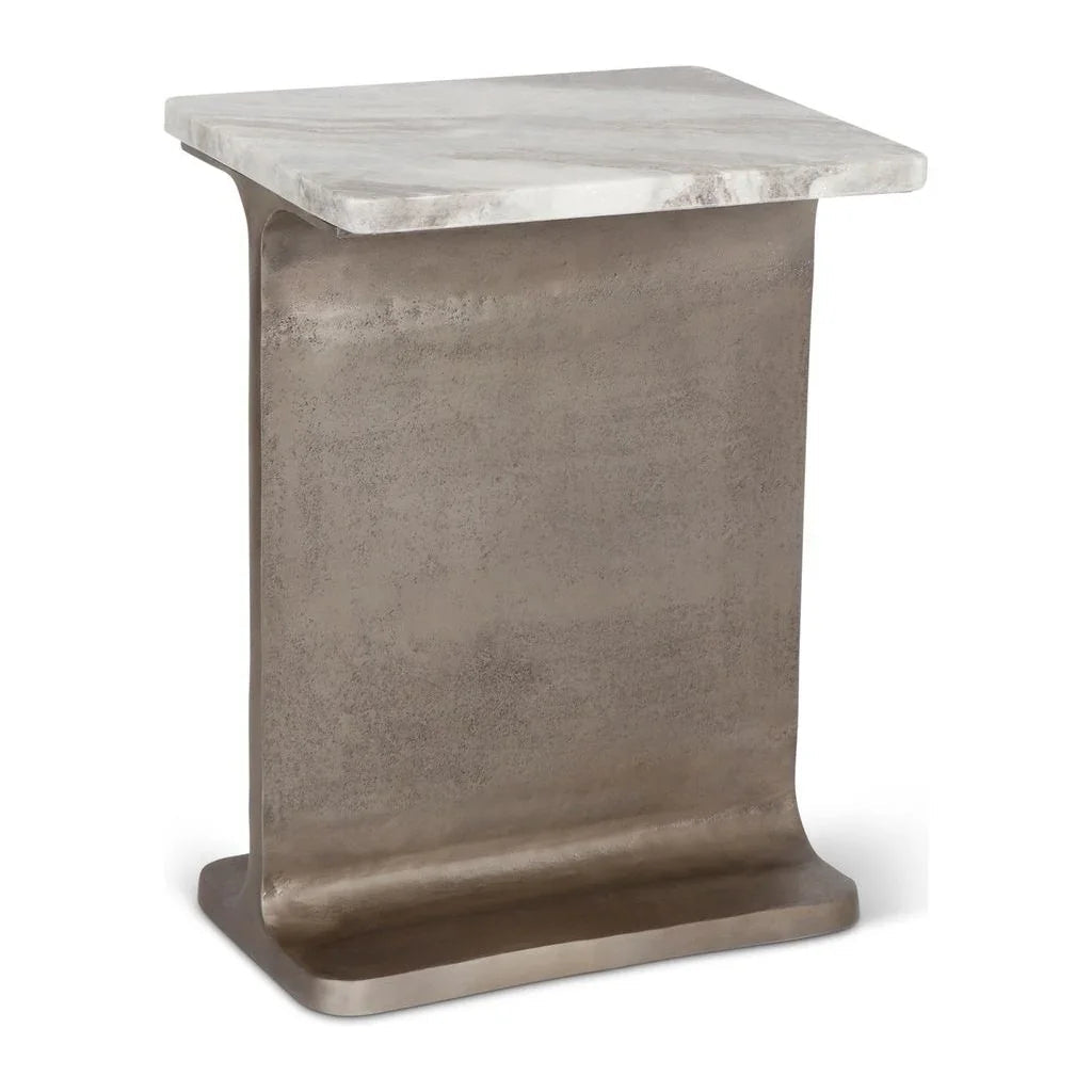 Zuma I-Beam Marble Top Rectangular Side Table