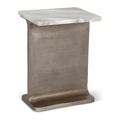 Zuma I-Beam Marble Top Rectangular Side Table