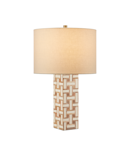 Aarna Wood and Composite Cream Table Lamp