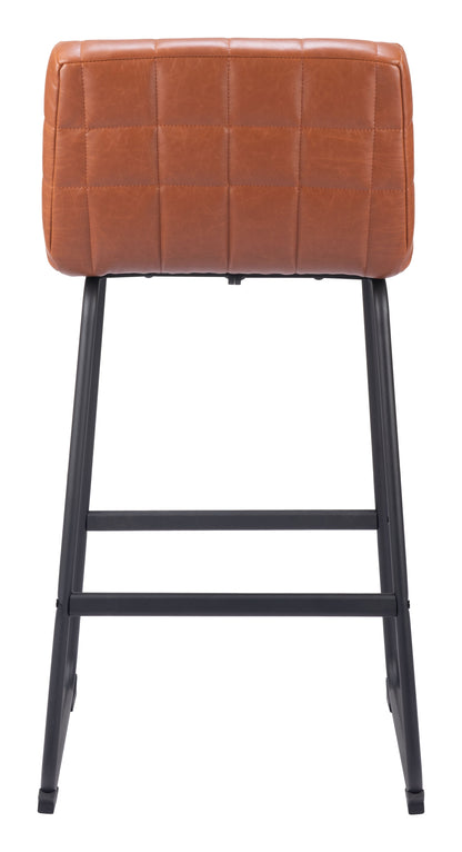 Pago Brown Leather Barstool (Set of 2)