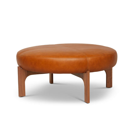 Round Leather Ottoman Coffee Table Manning