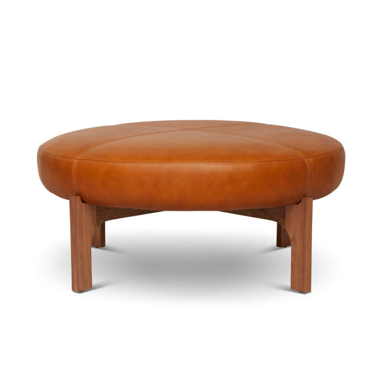 Round Leather Ottoman Coffee Table Manning