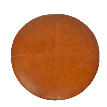 Round Leather Ottoman Coffee Table Manning