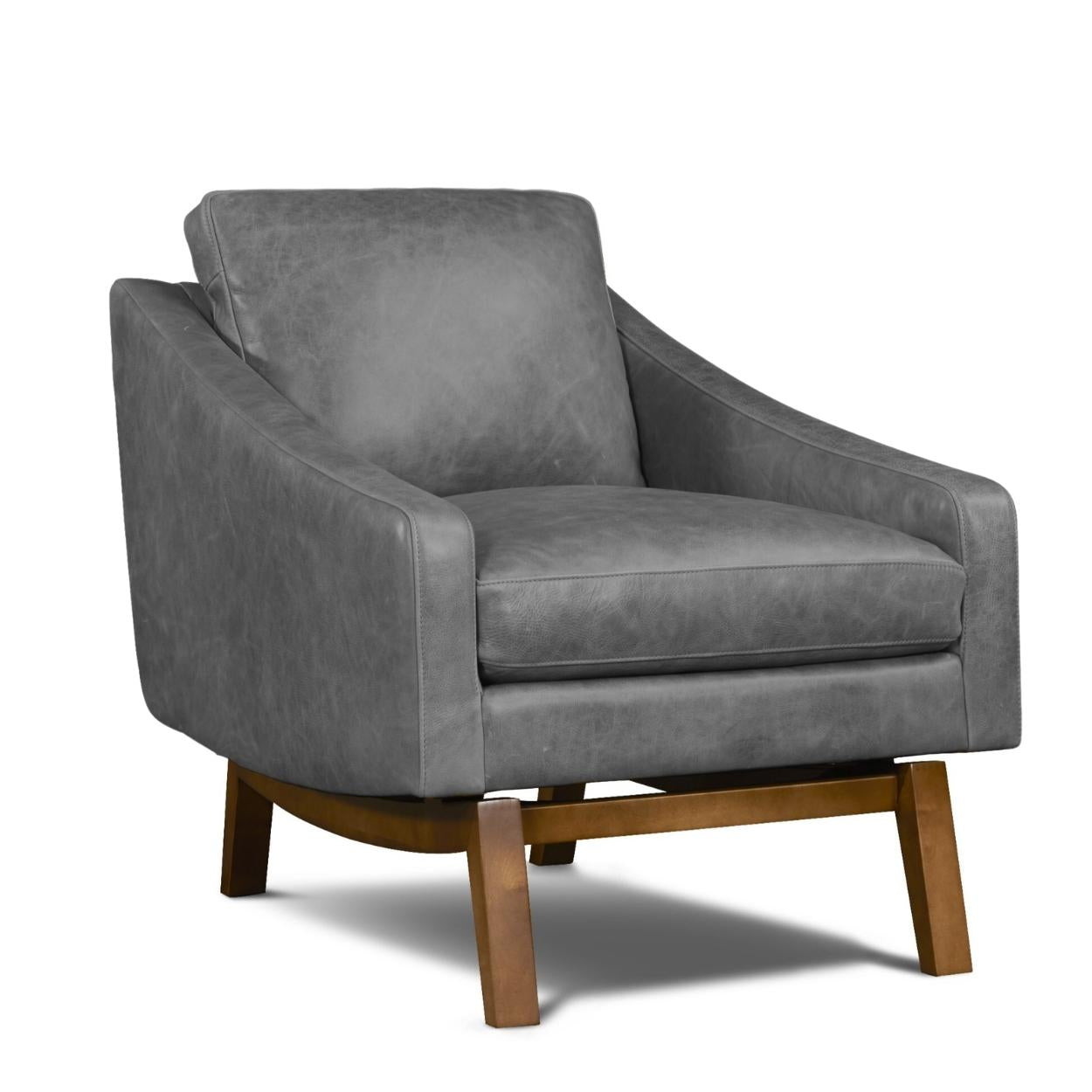 Midcentury Full Aniline Pull Up Leather Accent Chair Dutch