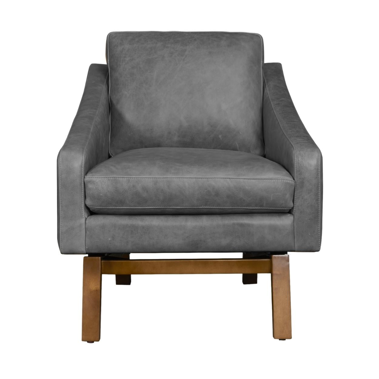 Midcentury Full Aniline Pull Up Leather Accent Chair Dutch