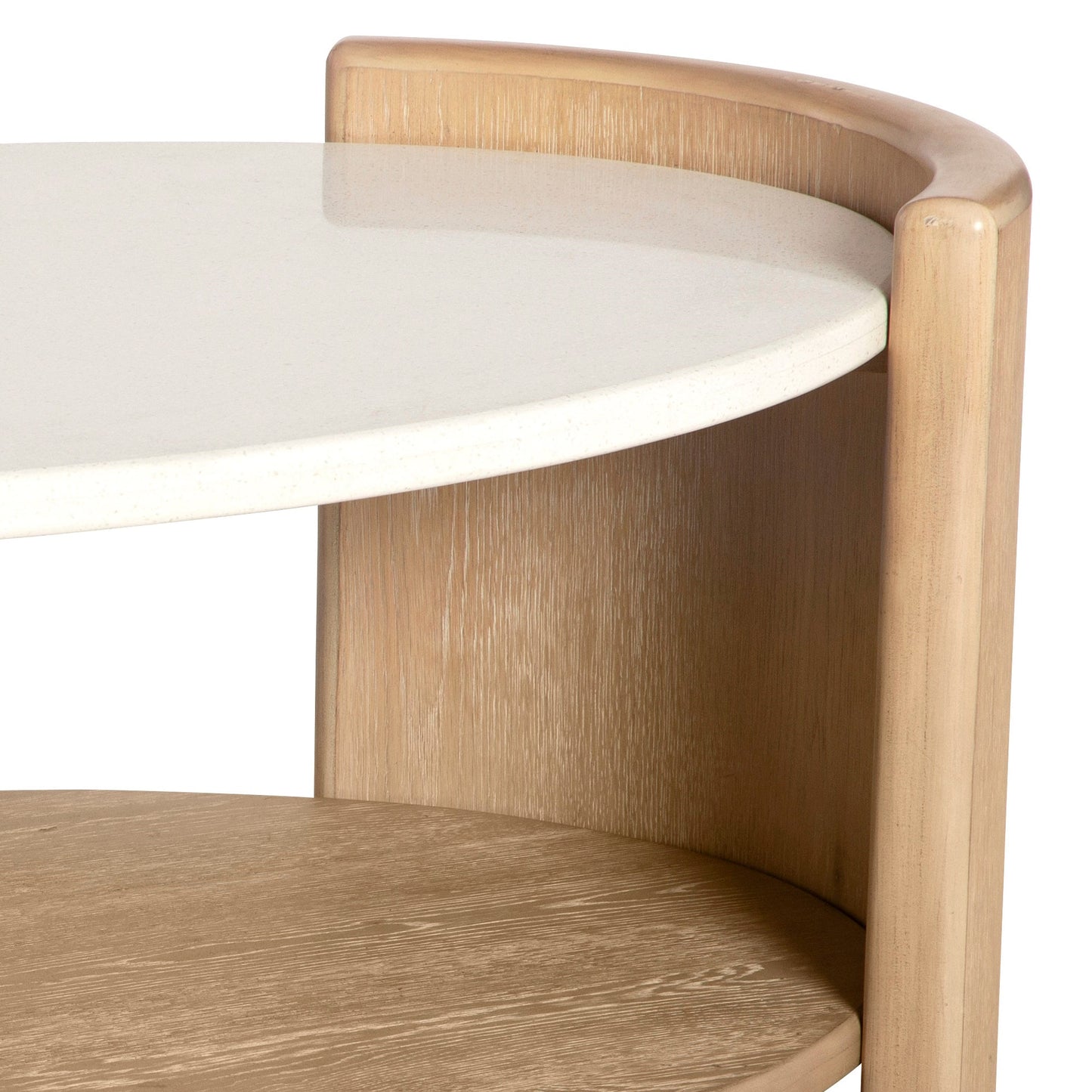 Melia Oval Cocktail Table with Quartz Top and Casters