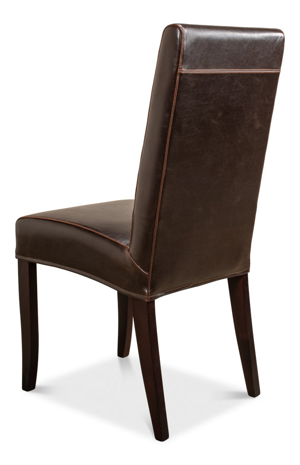 Milano Brown Leather Dining Chairs Set of 2