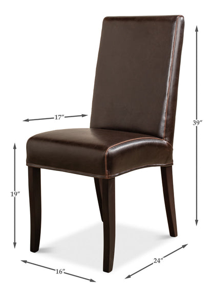 Milano Brown Leather Dining Chairs Set of 2