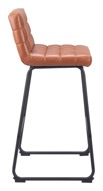 Pago Brown Leather Barstool (Set of 2)