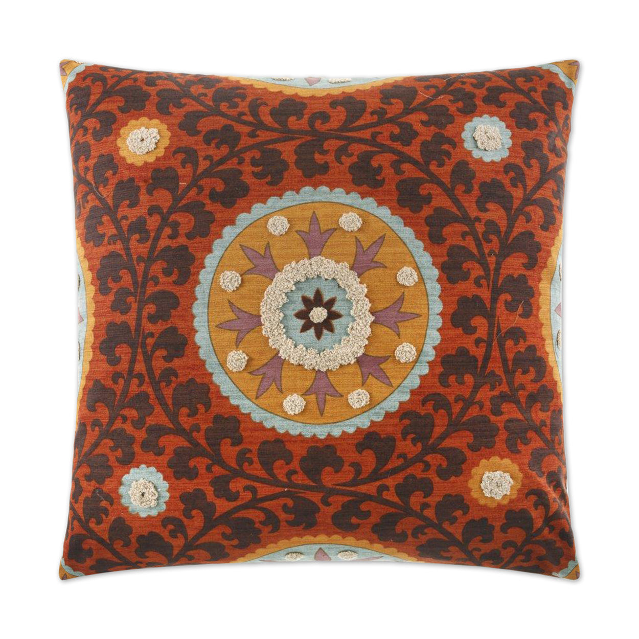 Tribal Thread Rust Red Throw Pillow With Insert