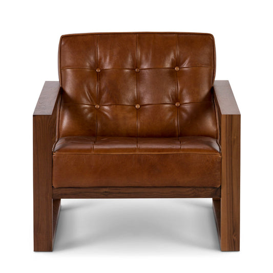 Modern Full Aniline Leather Accent Chair