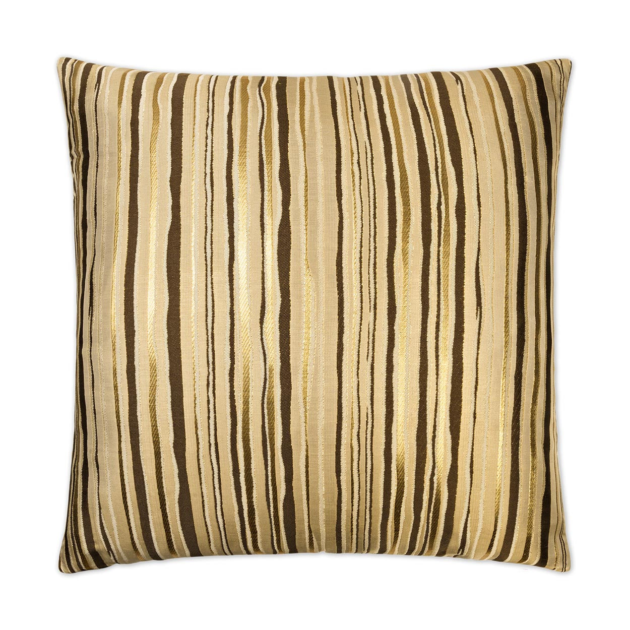 Metallic Stripe Brown Throw Pillow With Insert