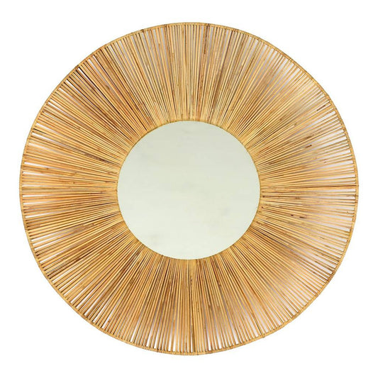 Remi Contemporary Natural Cane Round Wall Mirror