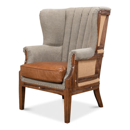 Marburg Chair Two Tone Burlap Back Accent Chair