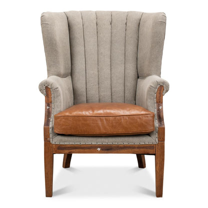 Marburg Chair Two Tone Burlap Back Accent Chair