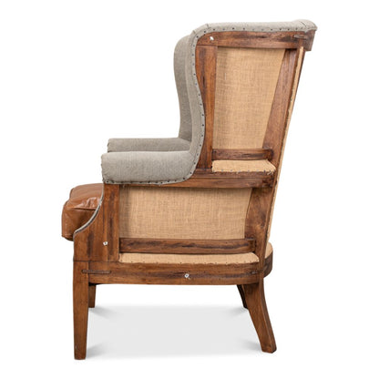 Marburg Chair Two Tone Burlap Back Accent Chair