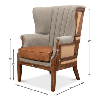 Marburg Chair Two Tone Burlap Back Accent Chair