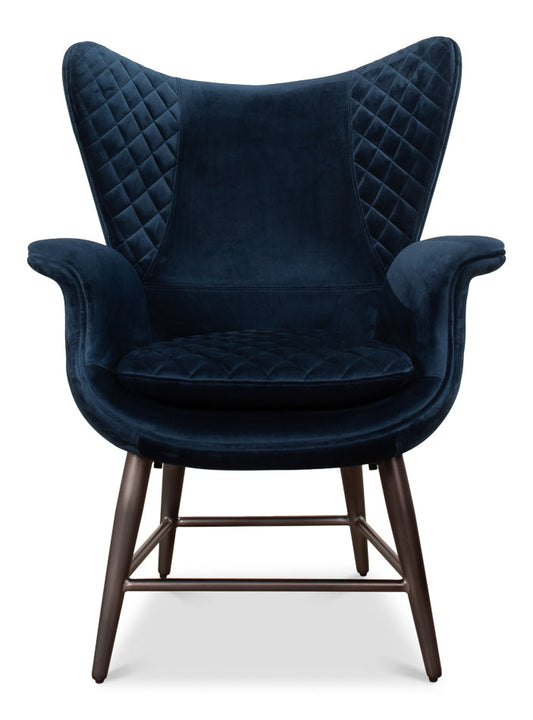 Wings Accent Chair Blue Velvet - Egg Chair