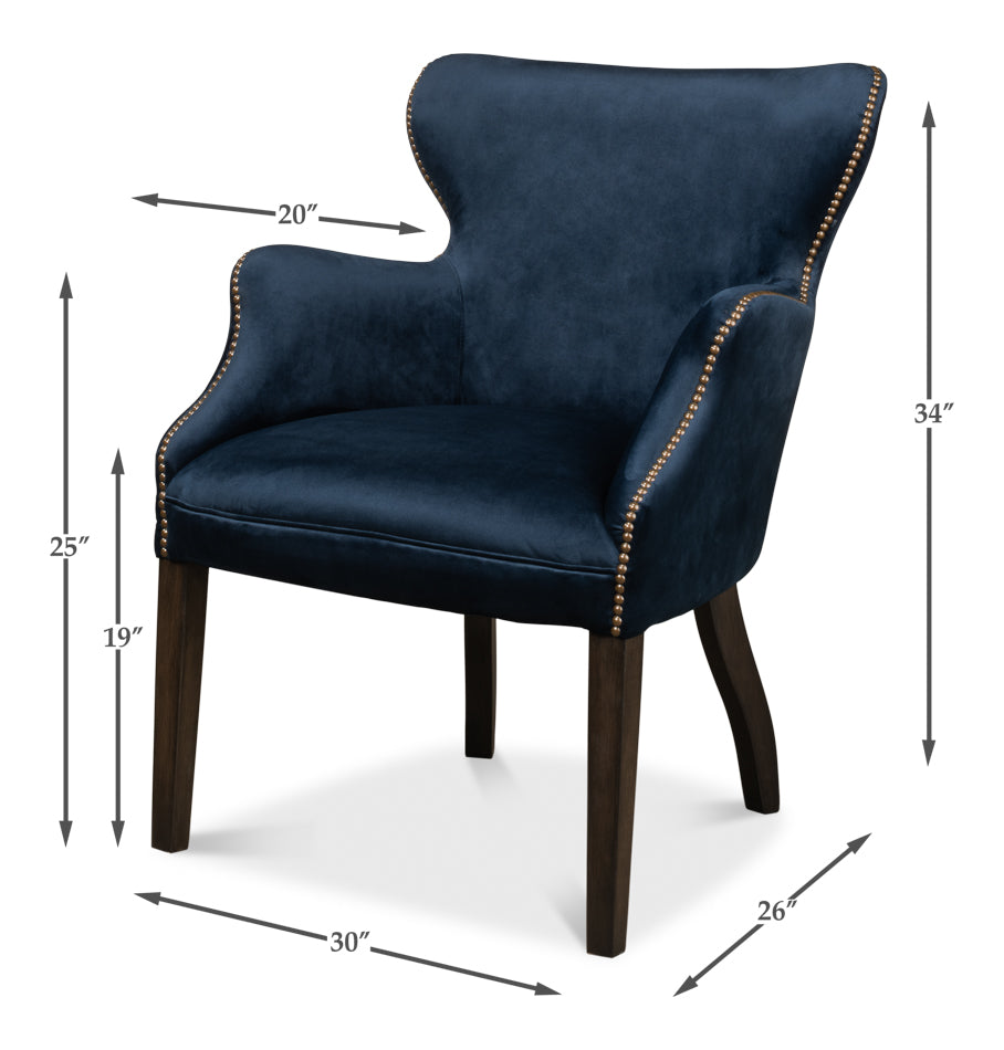 Princess Accent Chair Blue Velvet