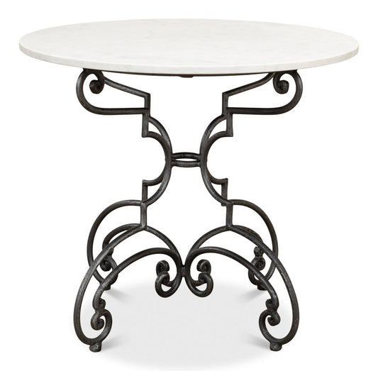 The French Iron And Marble Round Bistro Table