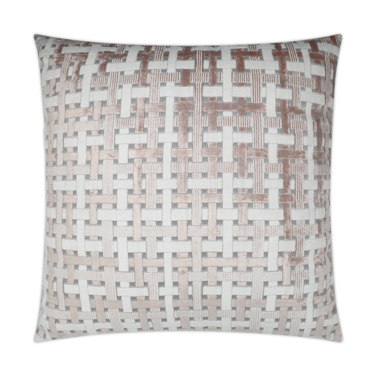 Trellis Velvet Blush Grey Throw Pillow With Insert