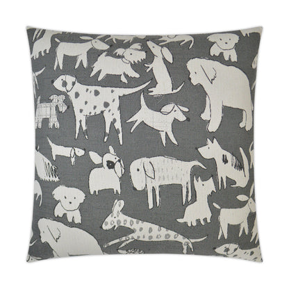 Woof Grey Throw Pillow With Insert