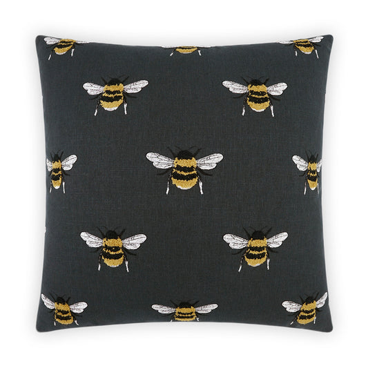 D.V. Kap Busy Bee Charcoal Black Throw Pillow With Insert