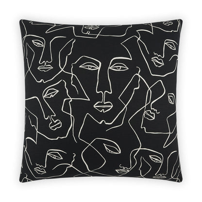 Face Up Black Throw Pillow With Insert