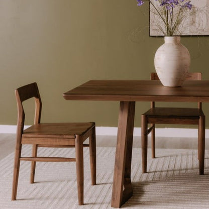 Silas Contemporary Solid Walnut Rectangle Wood Dining Table