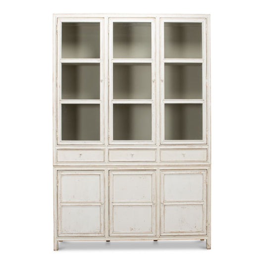 Simplicity Bookcase Curio With Glass Doors and Drawers