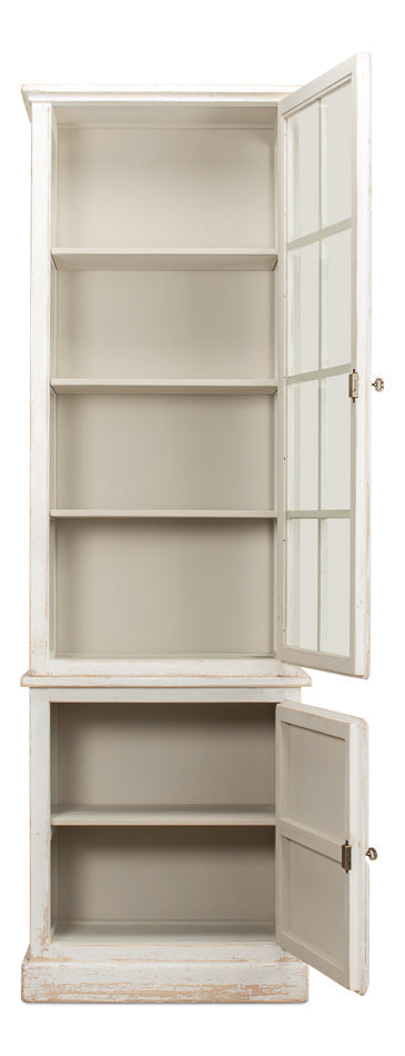 Tower Bookcase Curio Cabinet Glass Doors