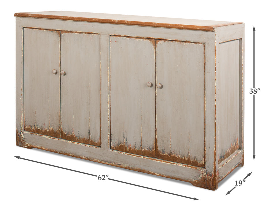 Wall Sideboard With Four Doors Antiqued White