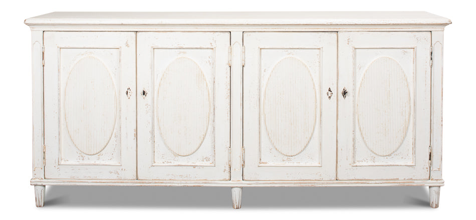 Whitewash Ribbon Sideboard For Living Room