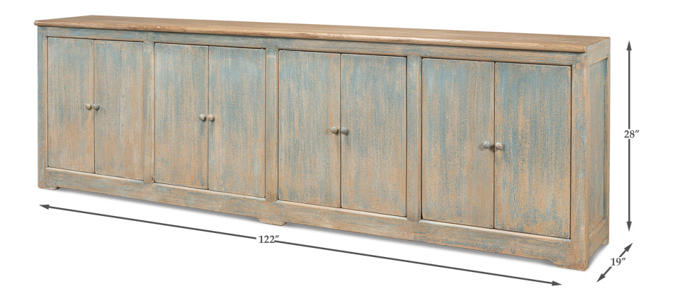 Eight Is Enough Extra Wide Sideboard Antique Blue