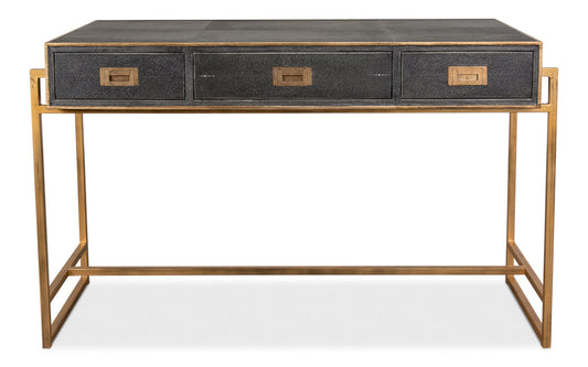 Grey Leather Shagreen Desk