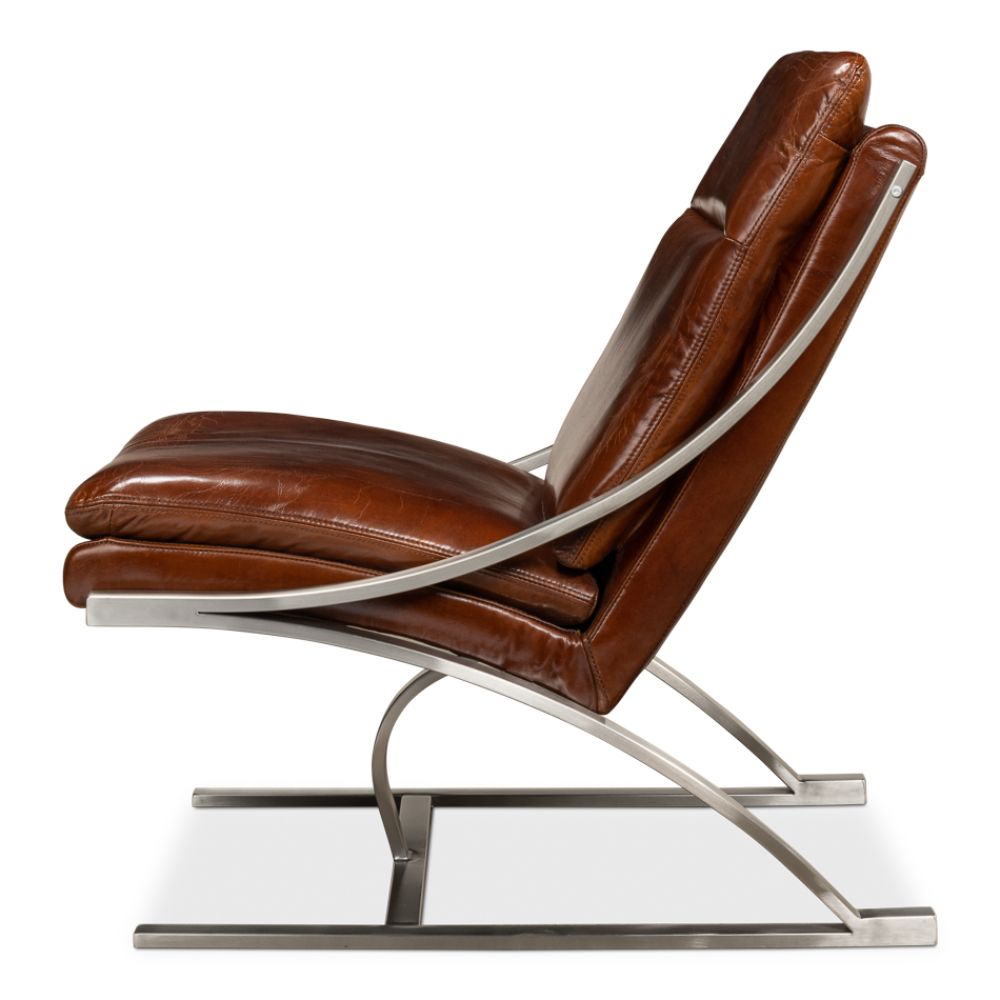 Mc Queen Slipper Chair Brown Leather